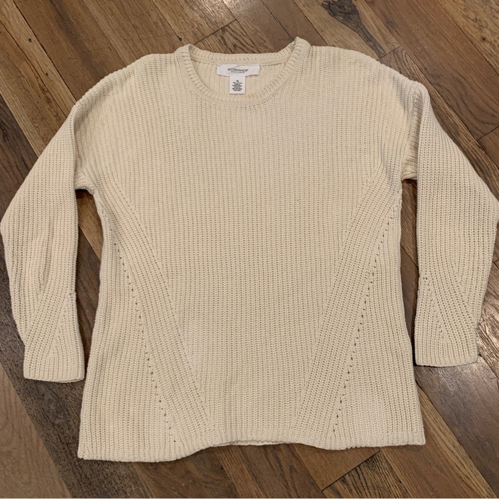 Workshop Republic Clothing Womans Creme Knit Sweater Size Medium